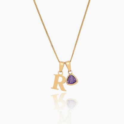 Initial Birthstone Charm Necklace
