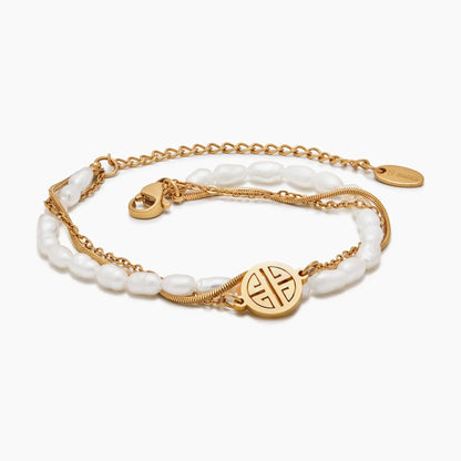 Sunshine Layered Pearl & Gold Bracelet